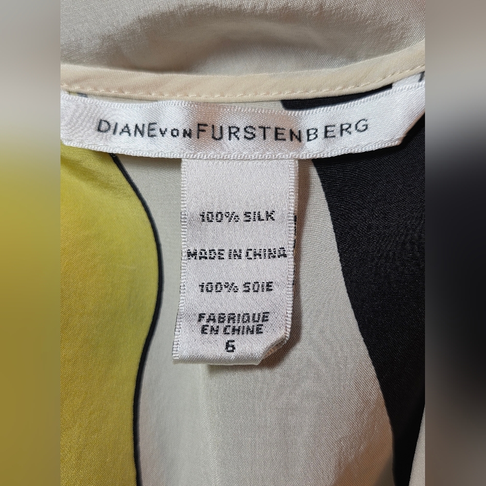 Diane von Furstenbeeg Abstract Print Draped Wrap Silk Dress Size 6 - Picture 7 of 12